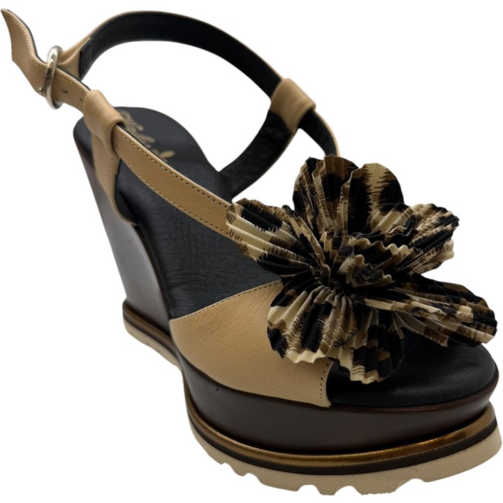 SANDALIA CUÑA FLOR PRINT